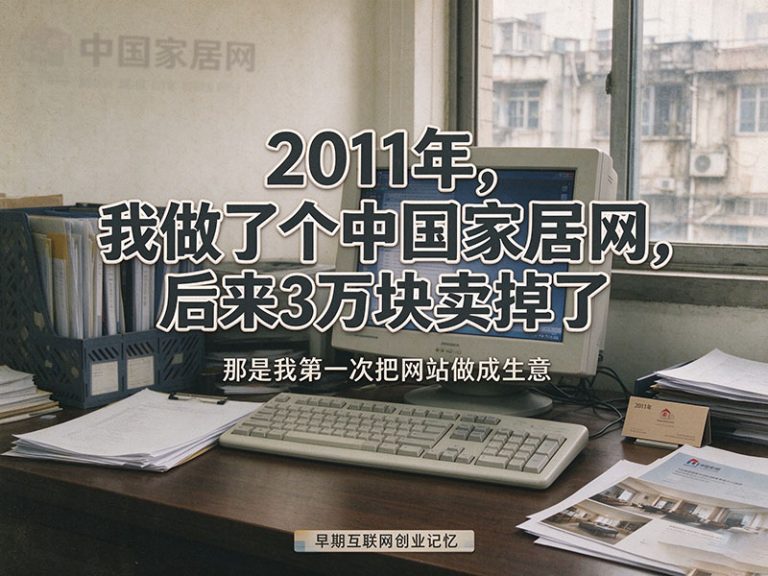 2011年，我做了个中国家居网，后来3万多块钱卖掉了