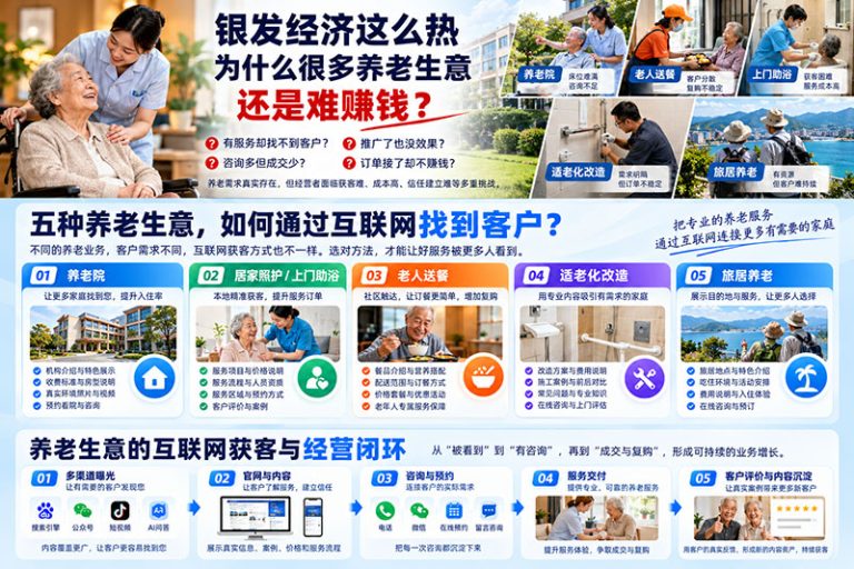 养老行业生意不好做怎么办？养老院、适老化改造如何通过互联网获客