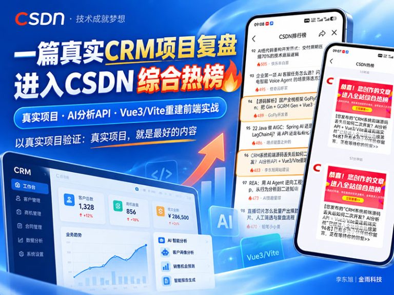 一篇真实CRM项目复盘进入CSDN综合热榜，我更确定：真实项目就是最好的内容