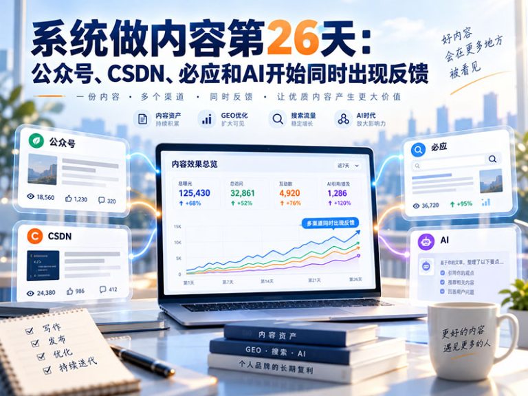 系统做内容第26天：公众号、CSDN、必应和AI开始同时出现反馈，我看到了什么？