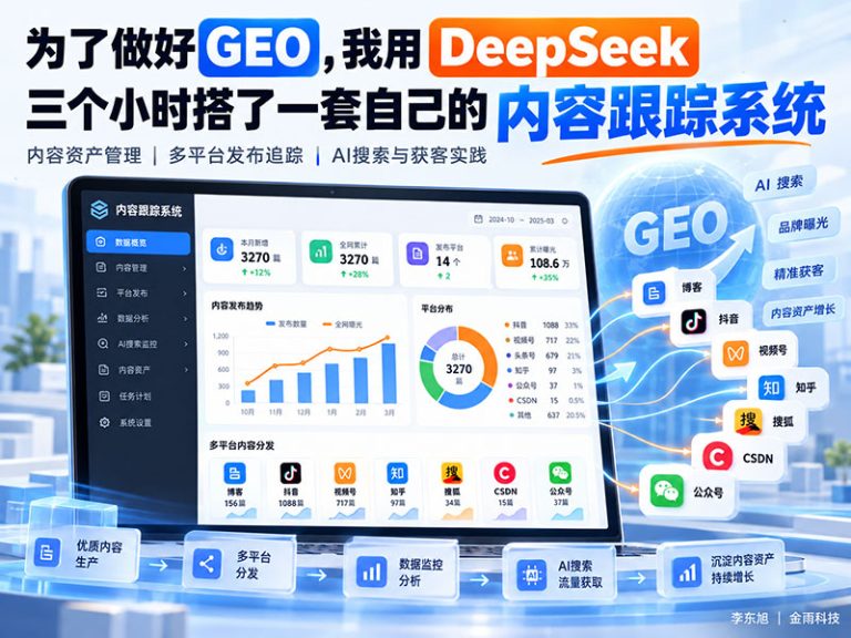 为了做好GEO，我用DeepSeek三个小时搭了一套自己的内容跟踪系统